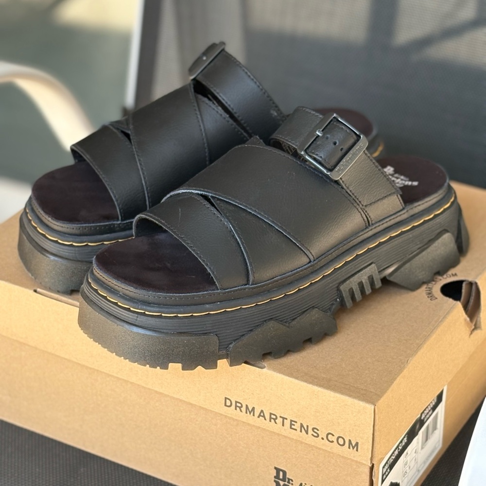 Dr. Martens Women's Black Lug Sole Slide Sandals